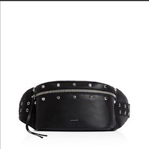 All Saints black grommet fanny pack